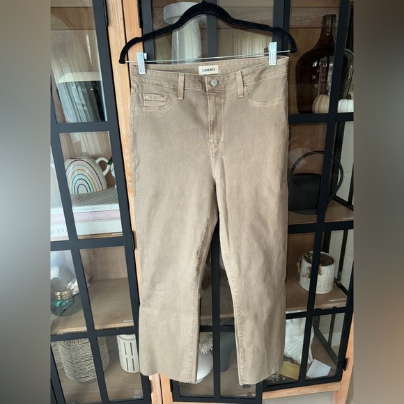L’AGENCE kendra high rise cropped flare rye coated jeans pants khaki stretchy - Picture 9 of 16